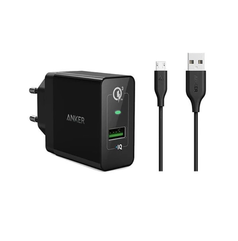 شارژر دیواری انکر مدل Power Port+18w B2013 به همراه کابل تبدیل micro USB